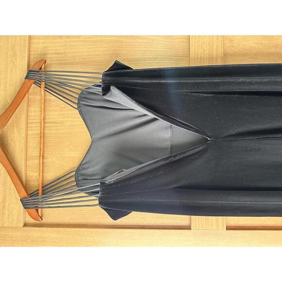 Vintage Molly Malloy Evening Black Velvet Strappy Maxi Cocktail Dress Size 14​ - Picture 5 of 9